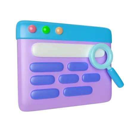 Website SEO audit icon — webpage being inspected with magnifying glass