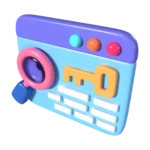 On-page SEO icon — webpage with key
